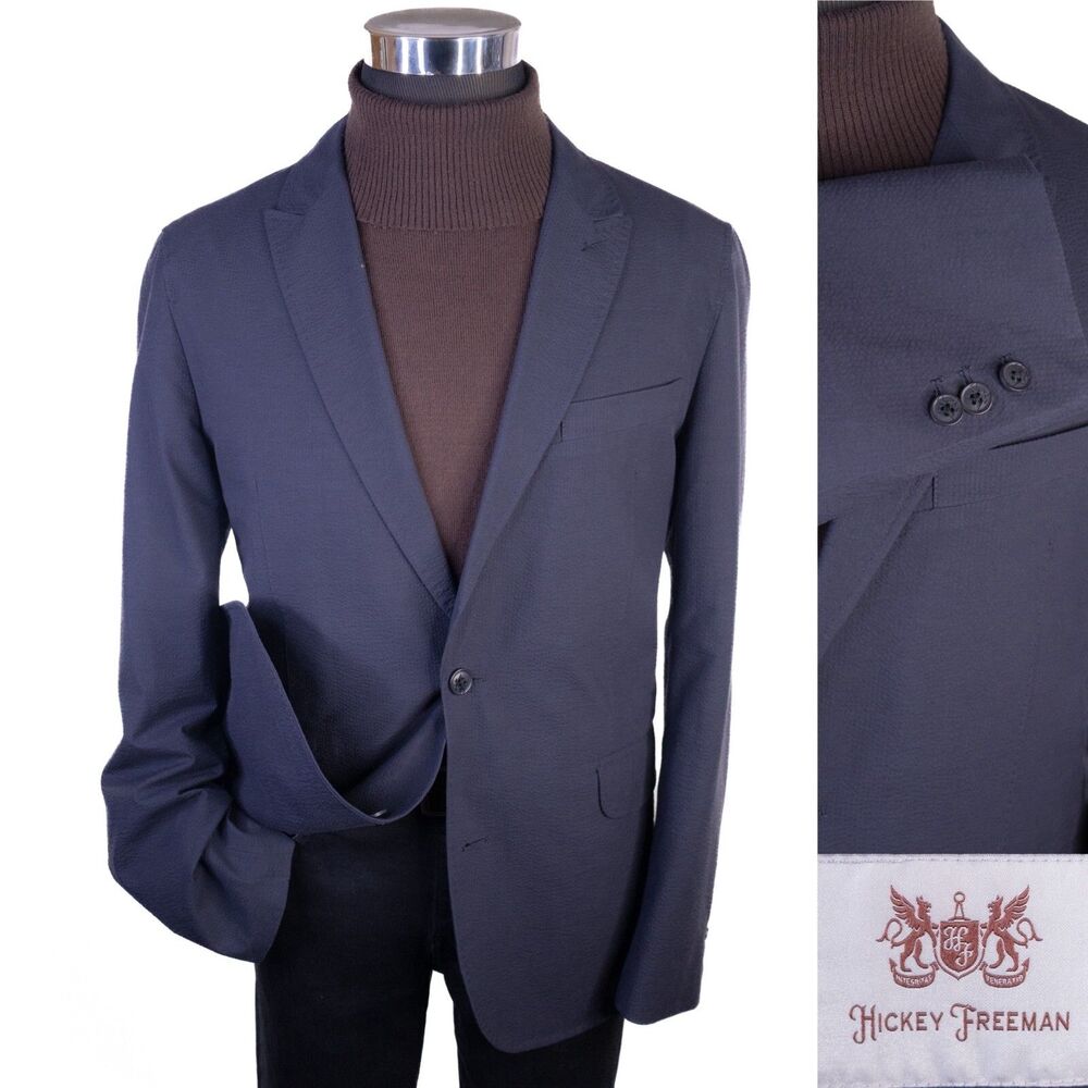 Hickey Freeman Sport Coat Jacket Blazer Sz 42L Textured Cotton Blend 2-Button